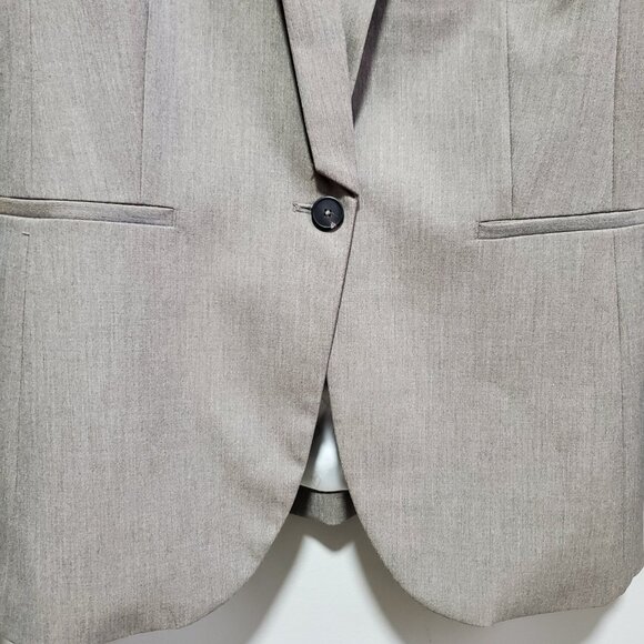 RW & CO. RW&CO. One Button Fitted Blazer Suiting Stretch Lined Tan Grey Women 10 - Picture 7 of 16